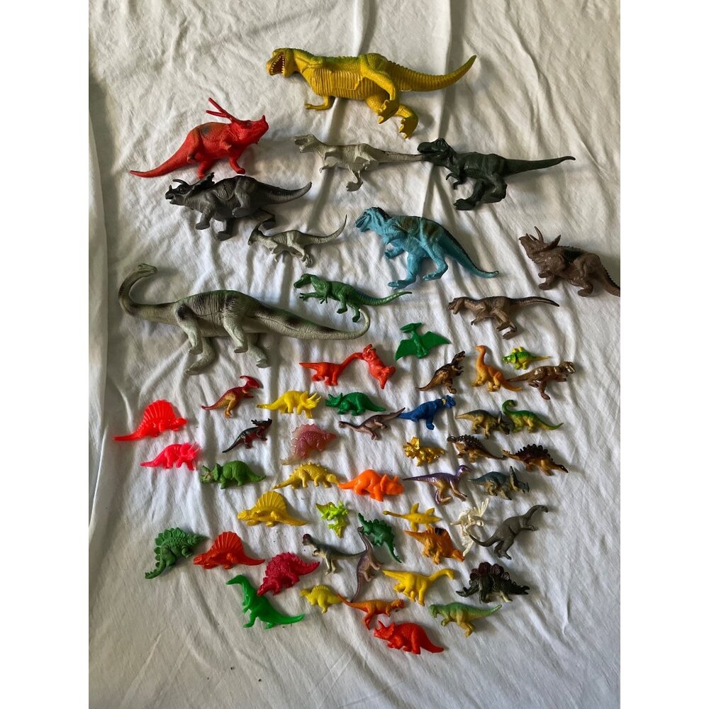 Vintage Dinosaur Toy Figures Open Mouth Collection Assorted Colors & Sizes